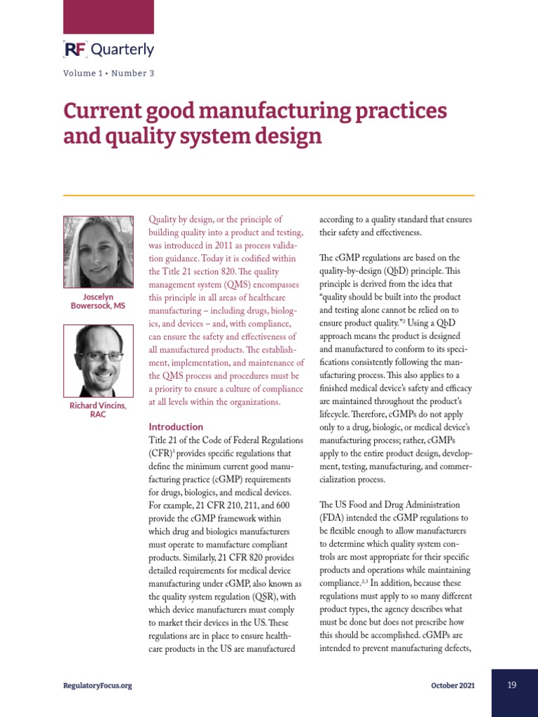 cGMP and Quality System Design Guide | PDF | Quality Management System ...