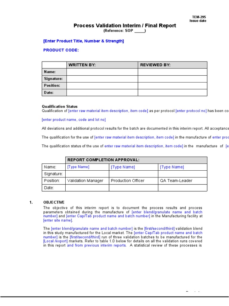 Process Validation Report | PDF | Tablet (Pharmacy)