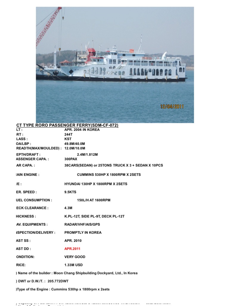 LCT Type Roro Passenger Ferry Insurance | PDF | History