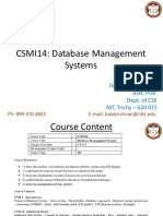 CSMI14 Database Management Systems Course Content