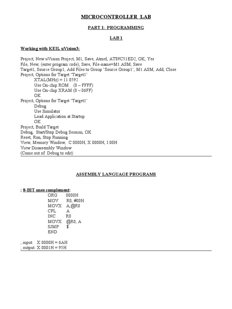Micro Controller Lab | PDF