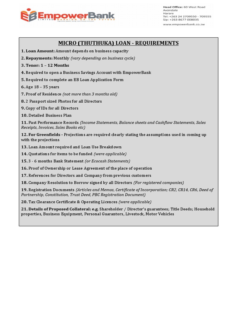 EmpowerBank Micro Loan Requirements | PDF | Business | Finance & Money ...