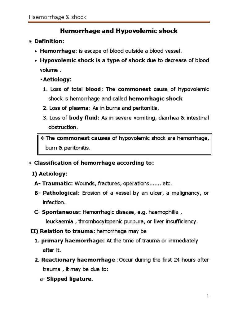 Haemorrhage Shock Pdf Shock Circulatory Bleeding