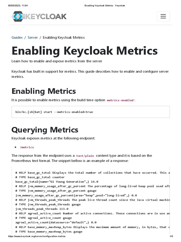 Enabling Keycloak Metrics Keycloak PDF Java Virtual Machine