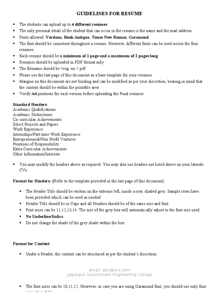 Resume Formatting Guidelines for Students | PDF