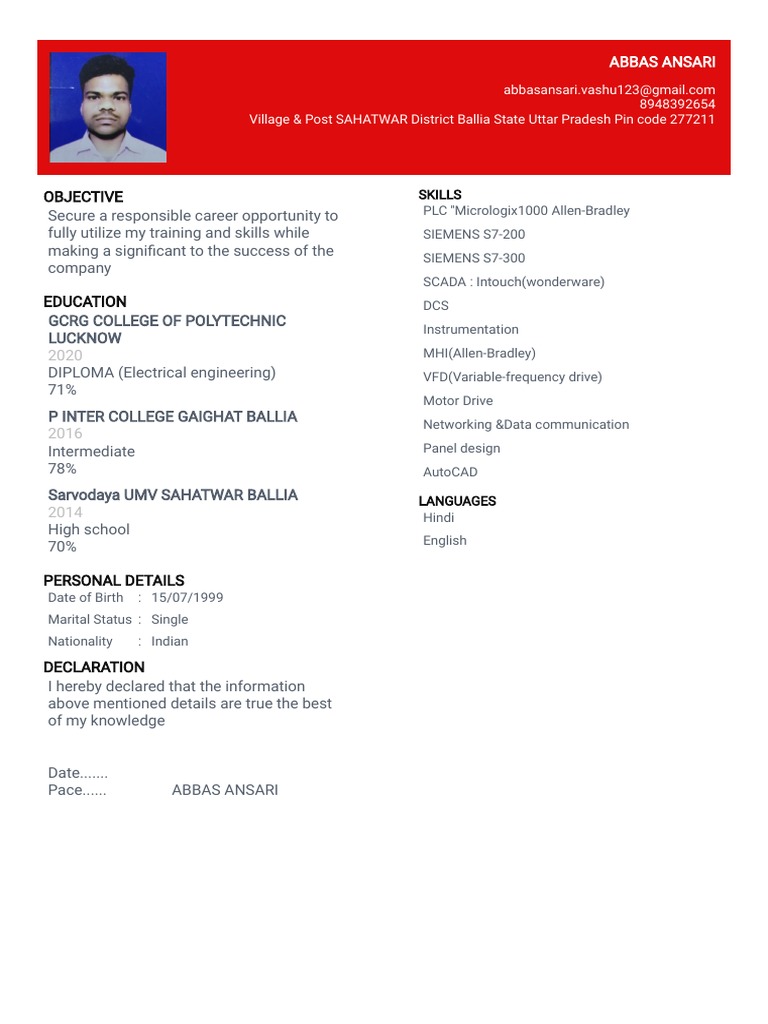 Abbas Ansari 8948392654 Village & Post SAHATWAR District Ballia State