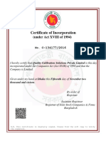 Certificate of Incorporation: (Under Act XVIII of 1994)