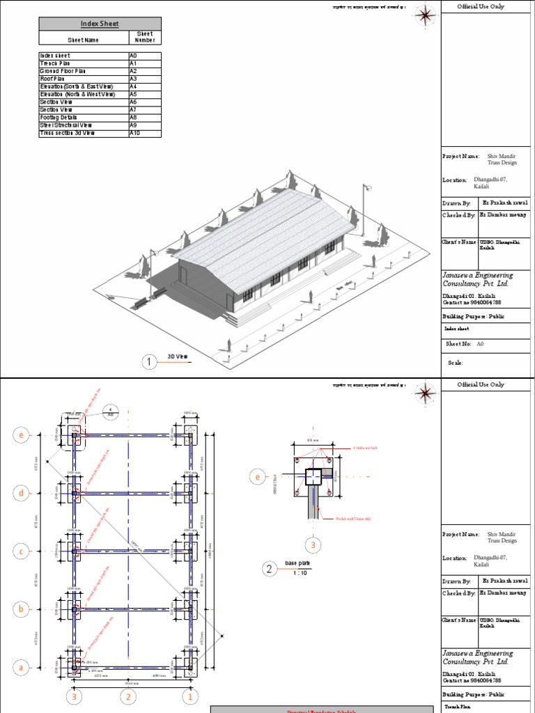 Shiv Mandir Truss Design Plans | PDF | Civil Engineering