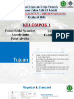 Kelompok 1: Presentasi Kegiatan Kerja Praktek Pembinaan Calon Ahli K3 Listrik 15 Maret 2023