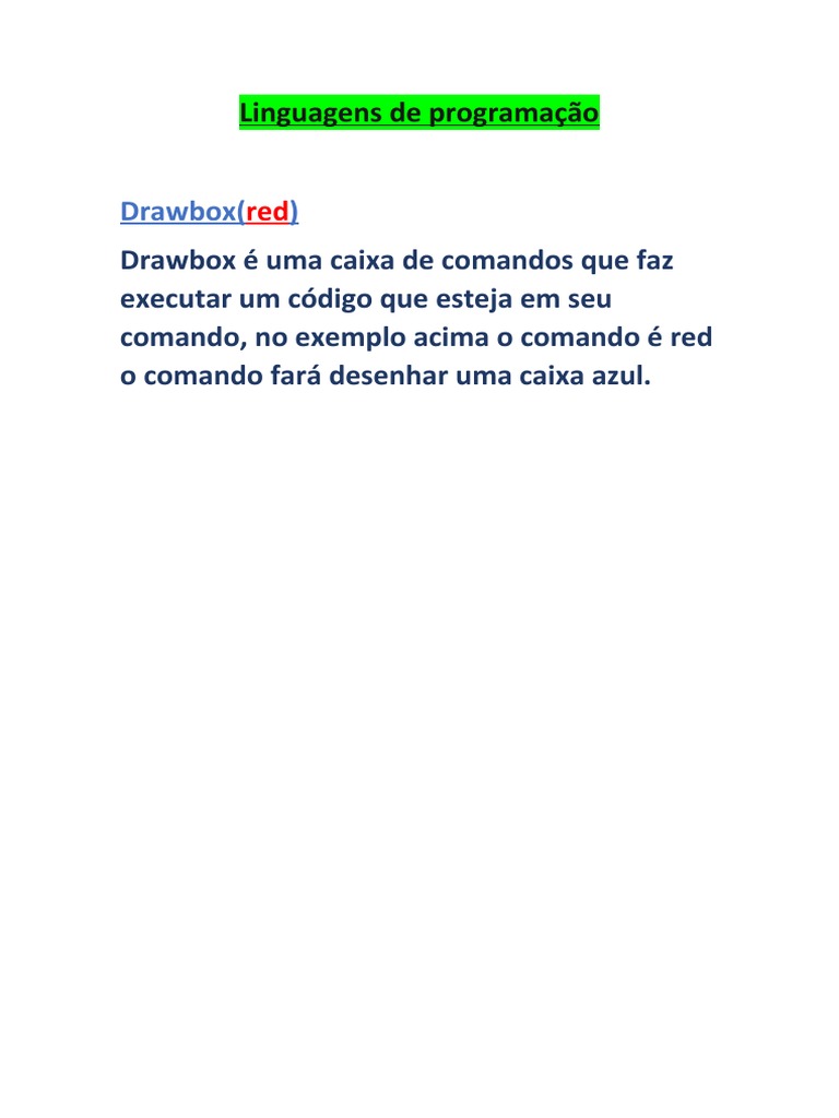 Comando Drawbox em Linguagens de Programação | PDF