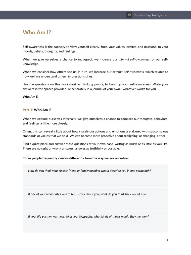 Who Am I | PDF | Self Awareness | Thought