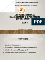 Lecture: General Management & Operations (CODE: GM0811S) Day 5