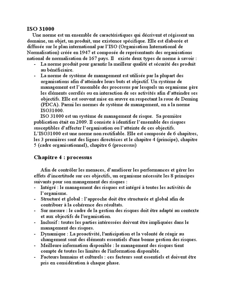 Norme ISO 31000 : Gestion des Risques | PDF | Gestion des risques | Risque