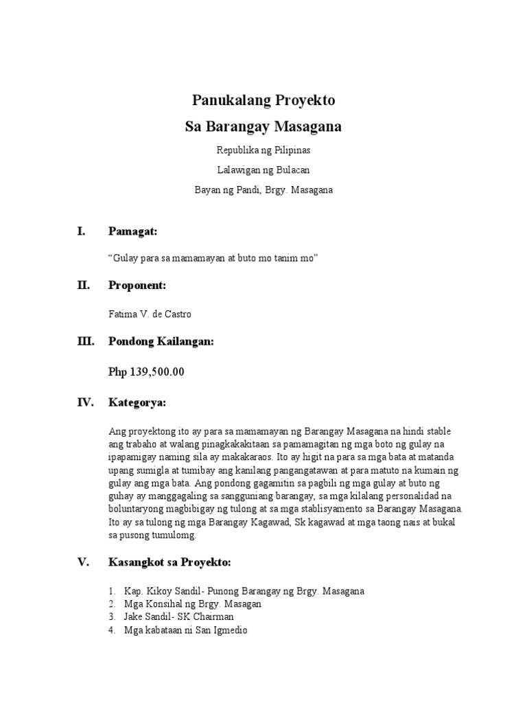 Panukalang Proyekto Ni | PDF
