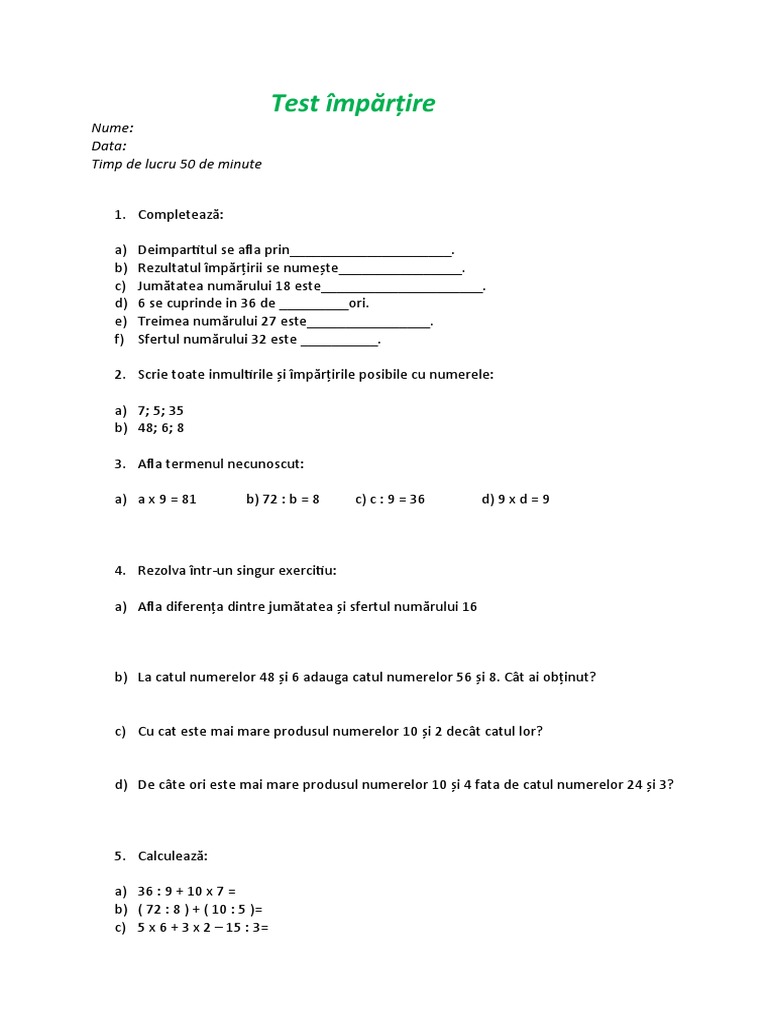 Test Impartire 2 | PDF