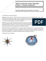 Atividades de revisão de geografia sobre representação, orientação e localização