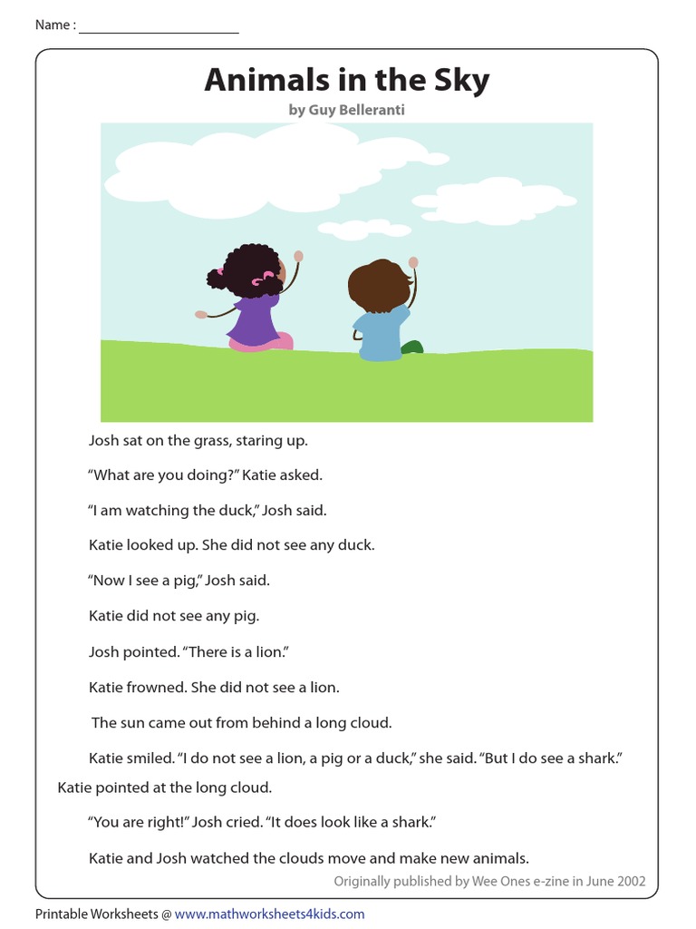 Worksheets - 1st Grade - Reading Writing - Animals in The Sky | PDF ...