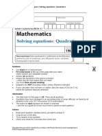 40a Solving Equations Quadratic - H - Question Paper