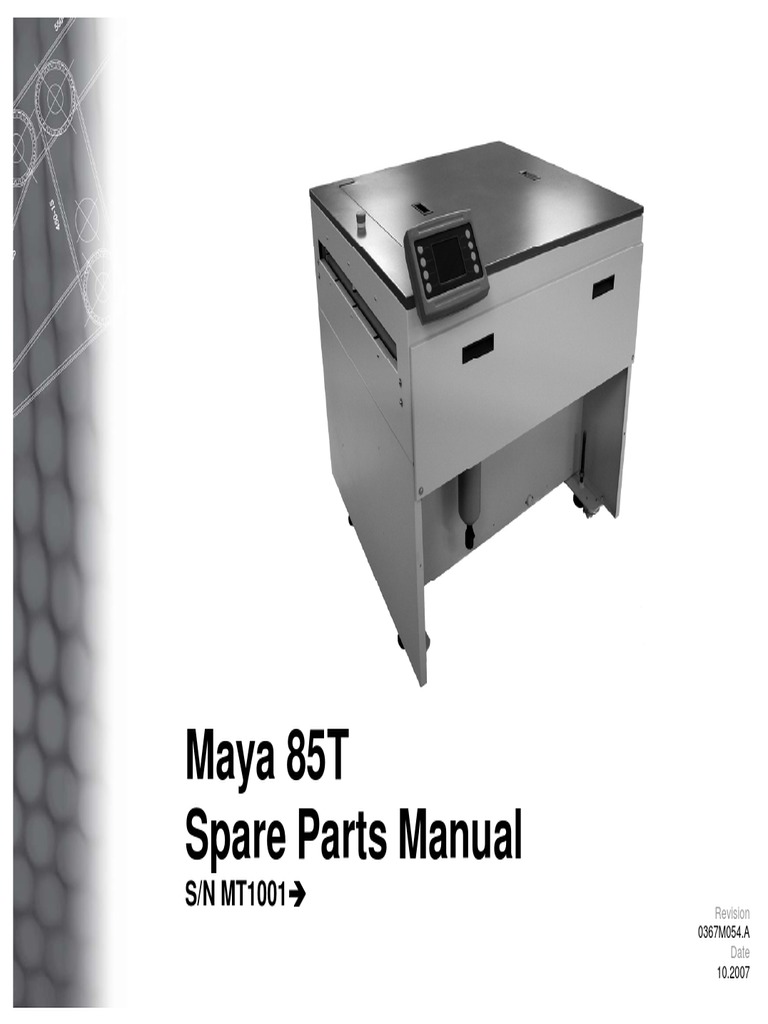 Maya 85T Spare Parts Manual: S/N MT1001 | PDF | Manufactured Goods ...