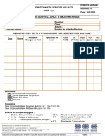 Fiche de Surveillance Atmospherique: Resultats Des Tes Ts D'Athmosphere Par Le Detecteur Multigaz