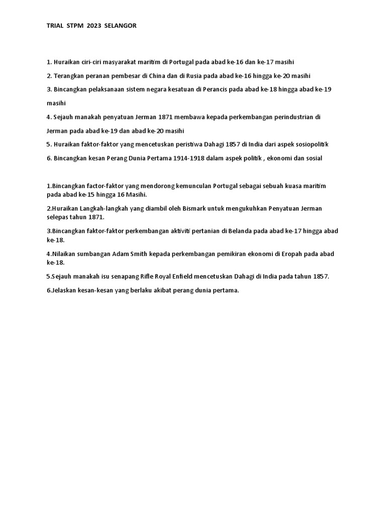 Trial Sej STPM 2023 Selangor PDF