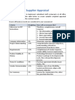 Supplier Appraisal Exercise