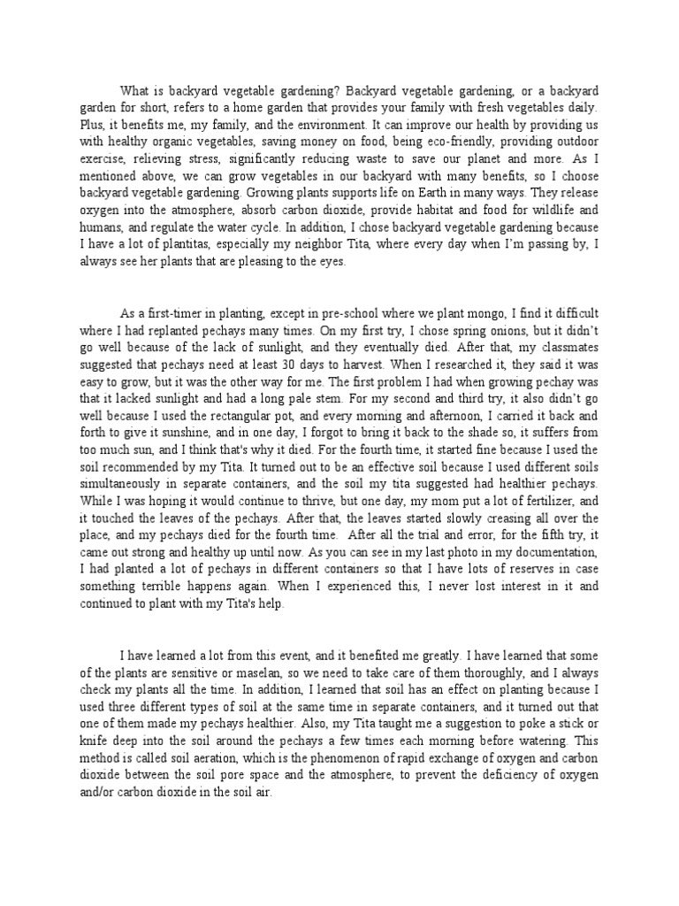 Backyard Gardening PDF Soil Vegetables