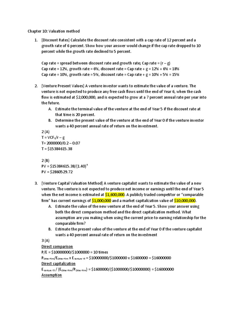 Valuation Methods and Required Rates of Return for Venture Capital ...