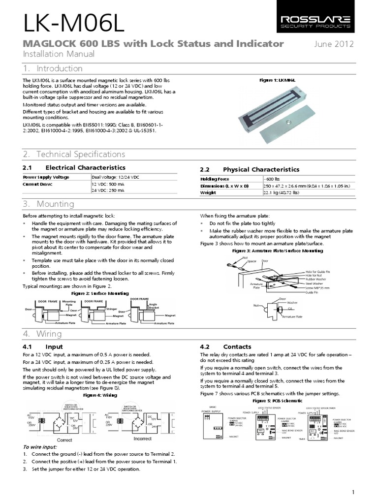 MAGLOCK 600 LBS With Lock Status and Indicator June 2012 Installation