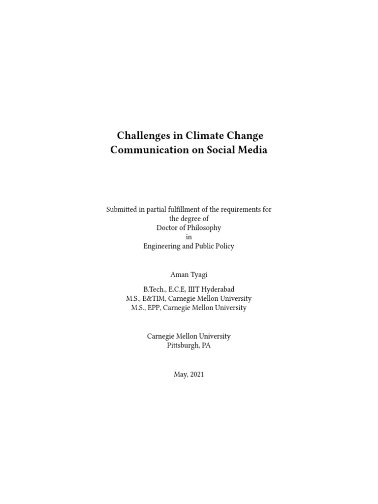 Challenges In Climate Change Communication On Social Media Pdf
