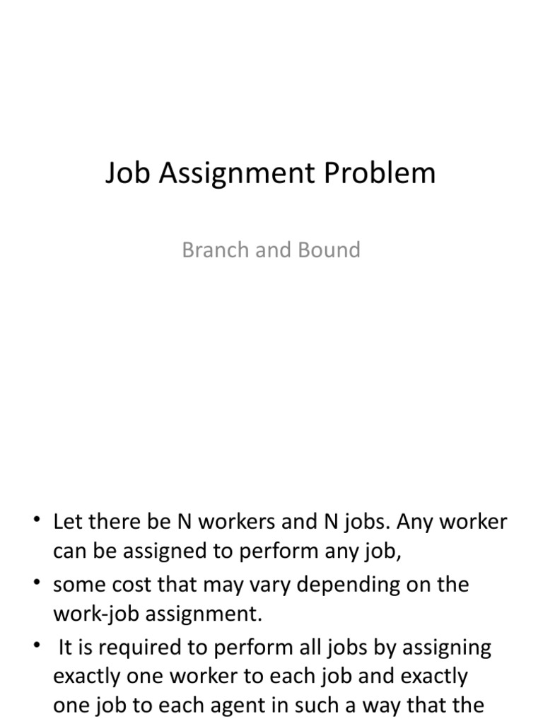 Job Assignment Problem: Branch and Bound | PDF