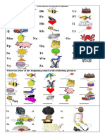 Write The Letter of The Beginning Sound of The Following Pictures