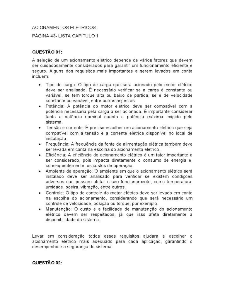 Seleção de Acionamentos Elétricos | PDF | Motor elétrico | Eletricidade