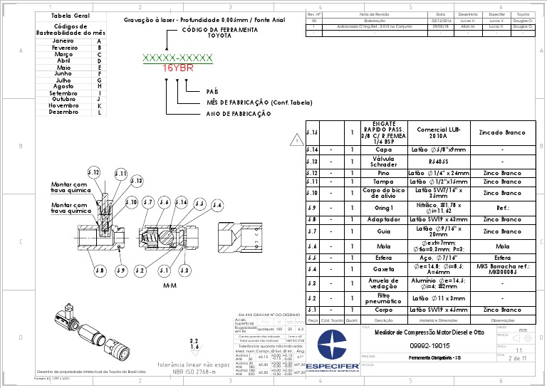 Medidor de Compressão Toyota 09992-19015 | PDF | Química | Materiais