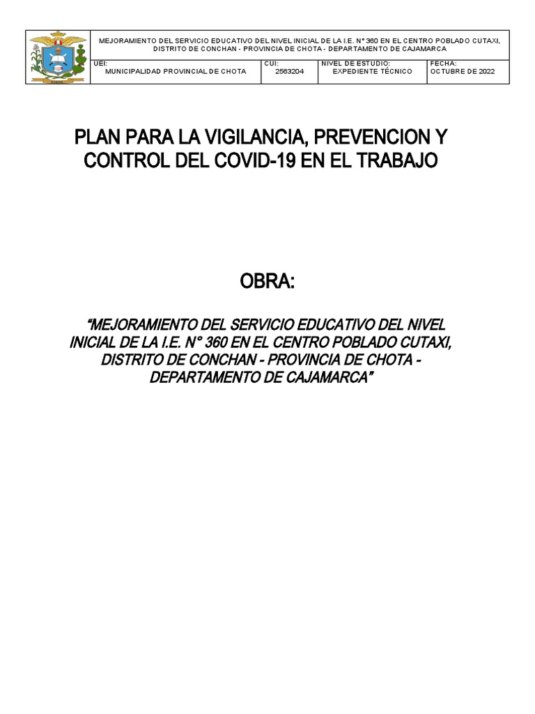 Plan COVID-19 para Obra Educativa | PDF | Lavado de manos | Ciencias de ...