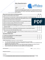 MRI Procedure - Safety Questionnaire: Please Answer & Tick Yes/No To The Following Questions