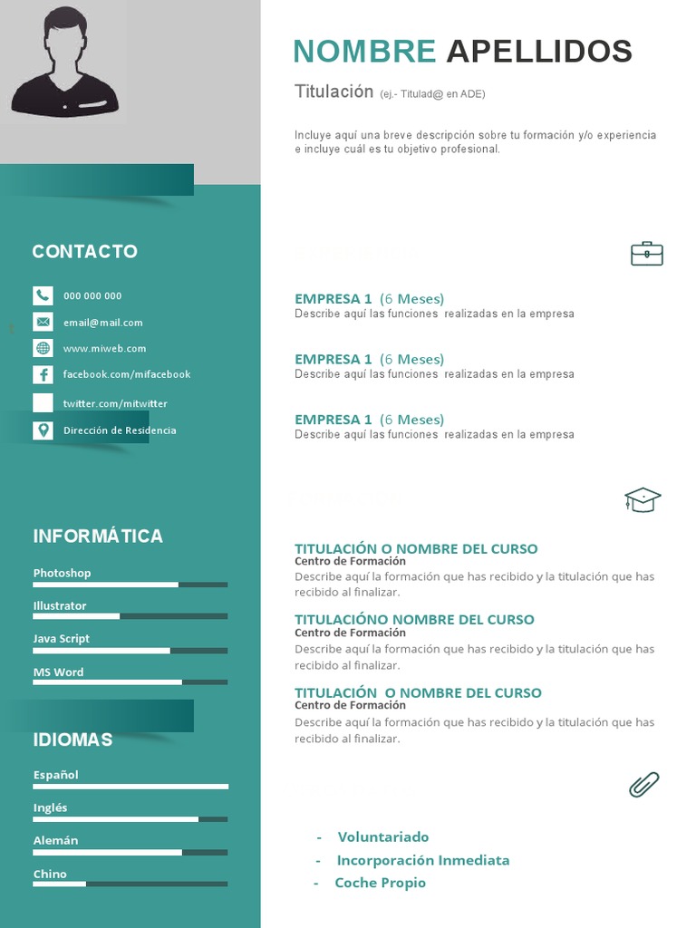 Plantilla Curriculum Vitae 10 | PDF