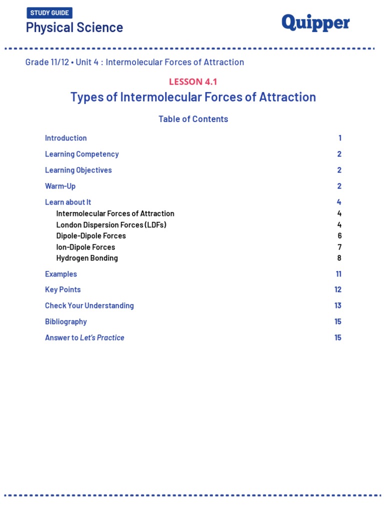 Types of Intermolecular Forces Explained | PDF | Intermolecular Force ...