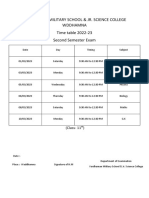 VMS Second Sem Time Table 2023 11th