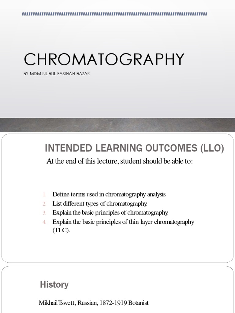 Intro To Chromatography PDF Chromatography Thin Layer Chromatography