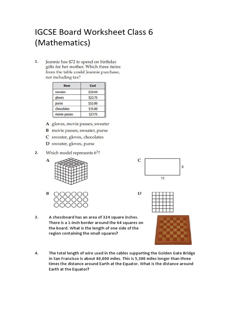 Worksheet1 (IGCSE Math) | PDF