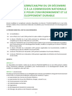 Décret N°99899cabpm Du 29 Décembre 1999 Relative À La Commission Nationale Consultative Pour L'environnement Et Le Développement Durable