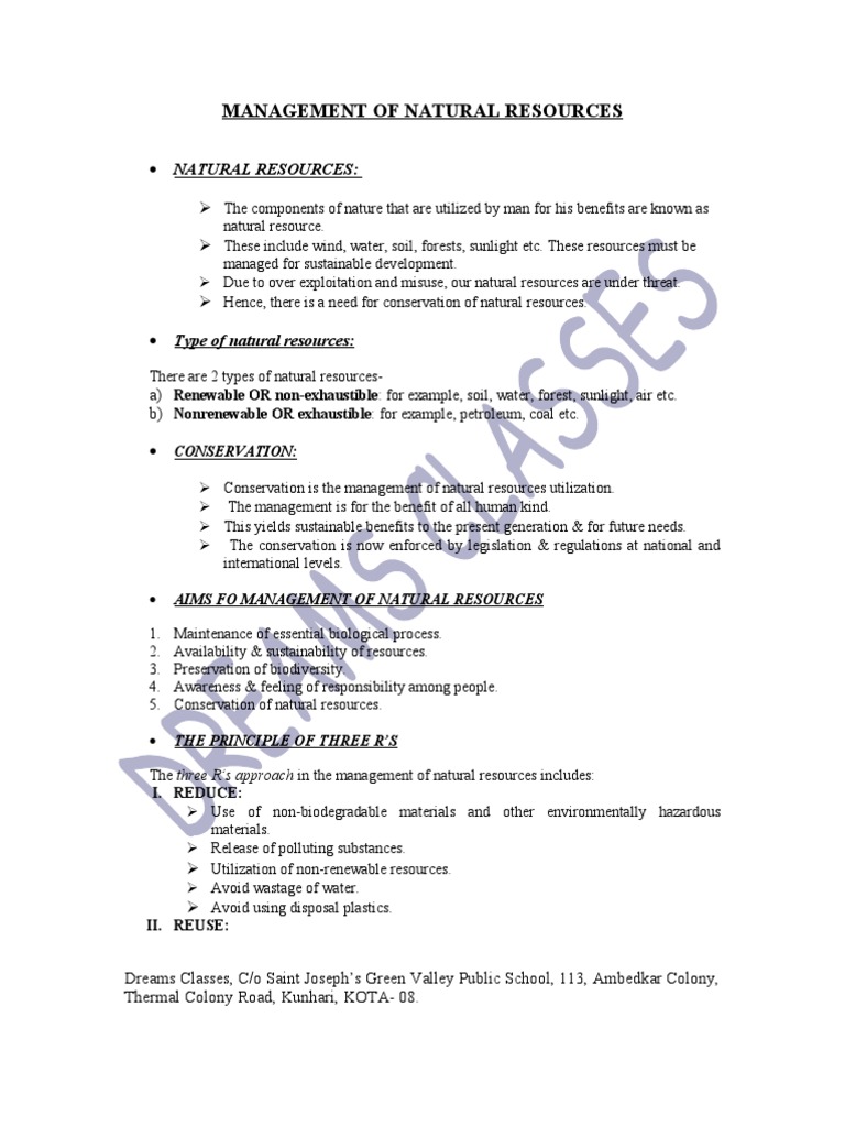 Sustainable Management of Natural Resources | PDF | Deforestation ...