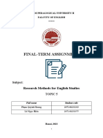 Final-Term Assignment: Research Methods For English Studies