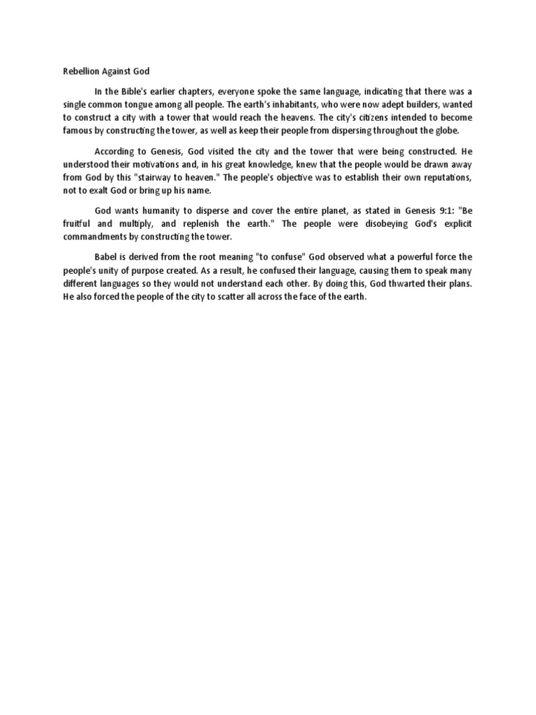 Bible stories february 04 2023 tower of babel rebellion against
