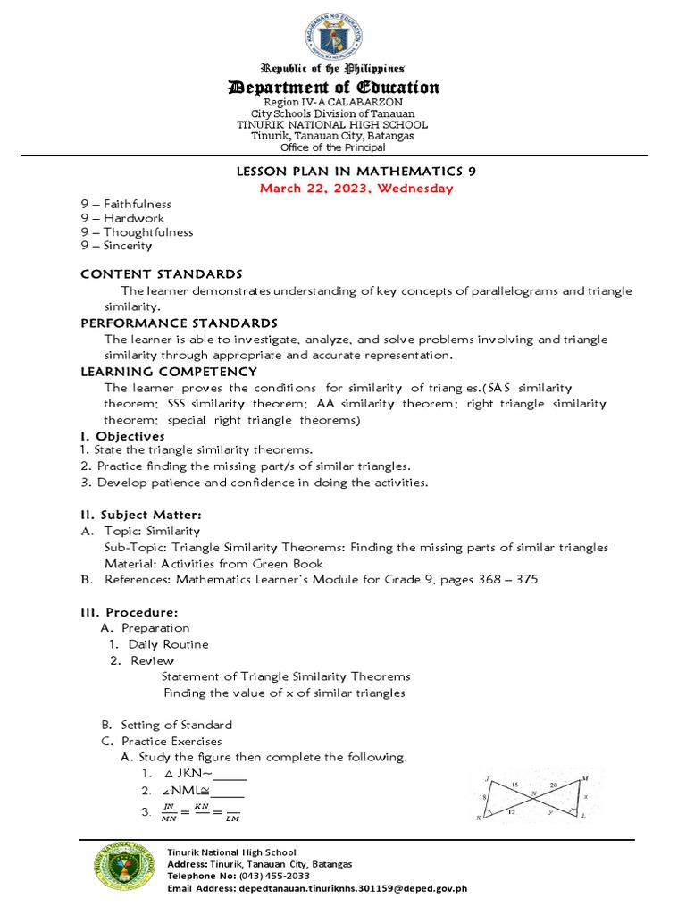 March 22, 2023 - Practice On AA, SSS, and SAS | PDF | Learning | Theorem