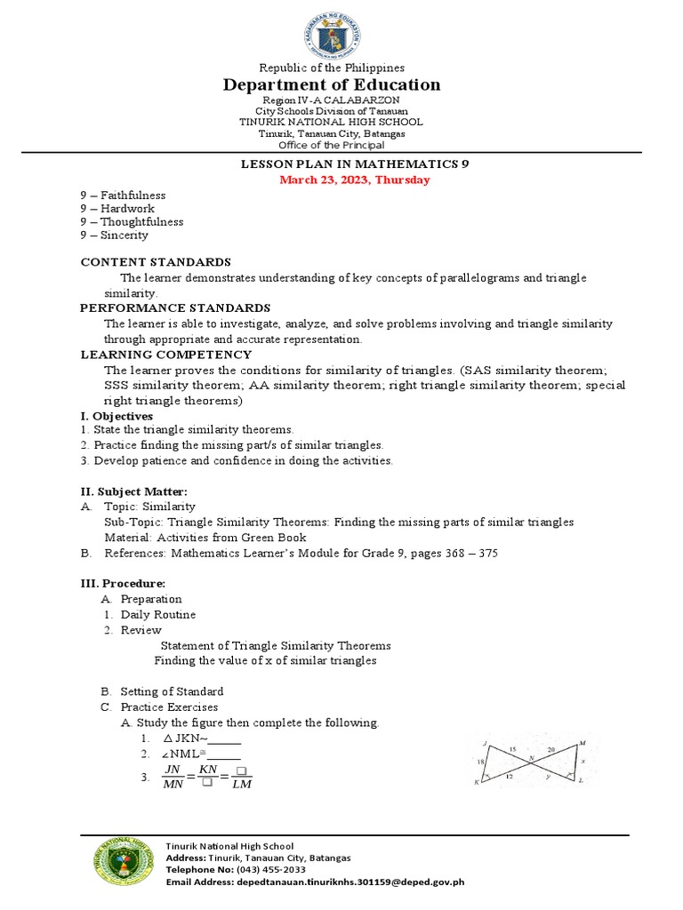 March 23, 2023 - Practice On AA, SSS, and SAS | PDF | Learning | Theorem