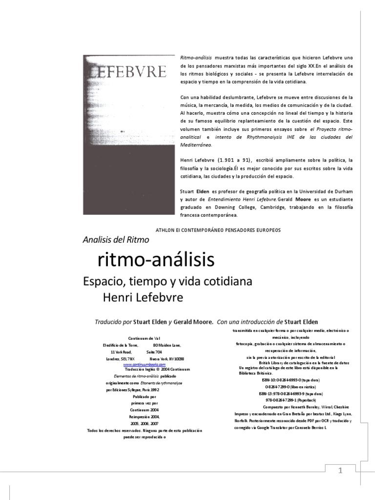 Lefebvre, H. Ritmoanalisis español PDF Ritmo Dialéctico