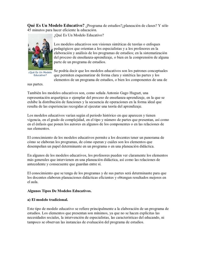 Definición y Tipos de Modelos Educativos | PDF | Maestros | Evaluación