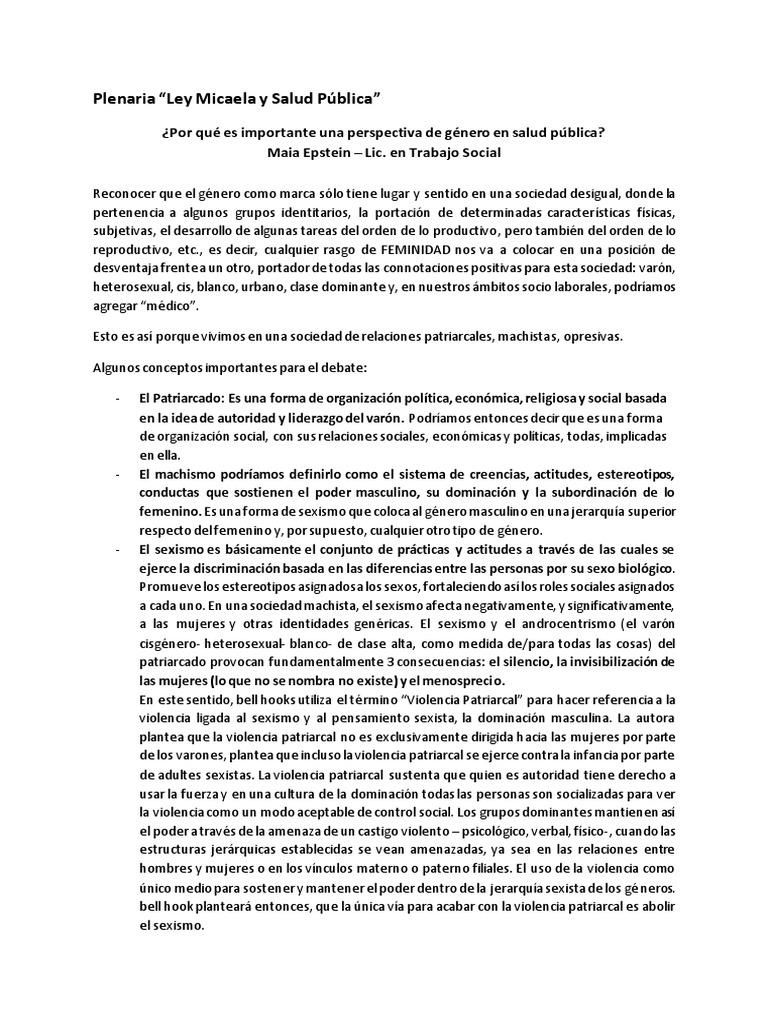 Perspectiva de Género en Salud Pública | PDF | Sexismo | La violencia ...